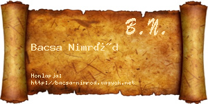 Bacsa Nimród névjegykártya